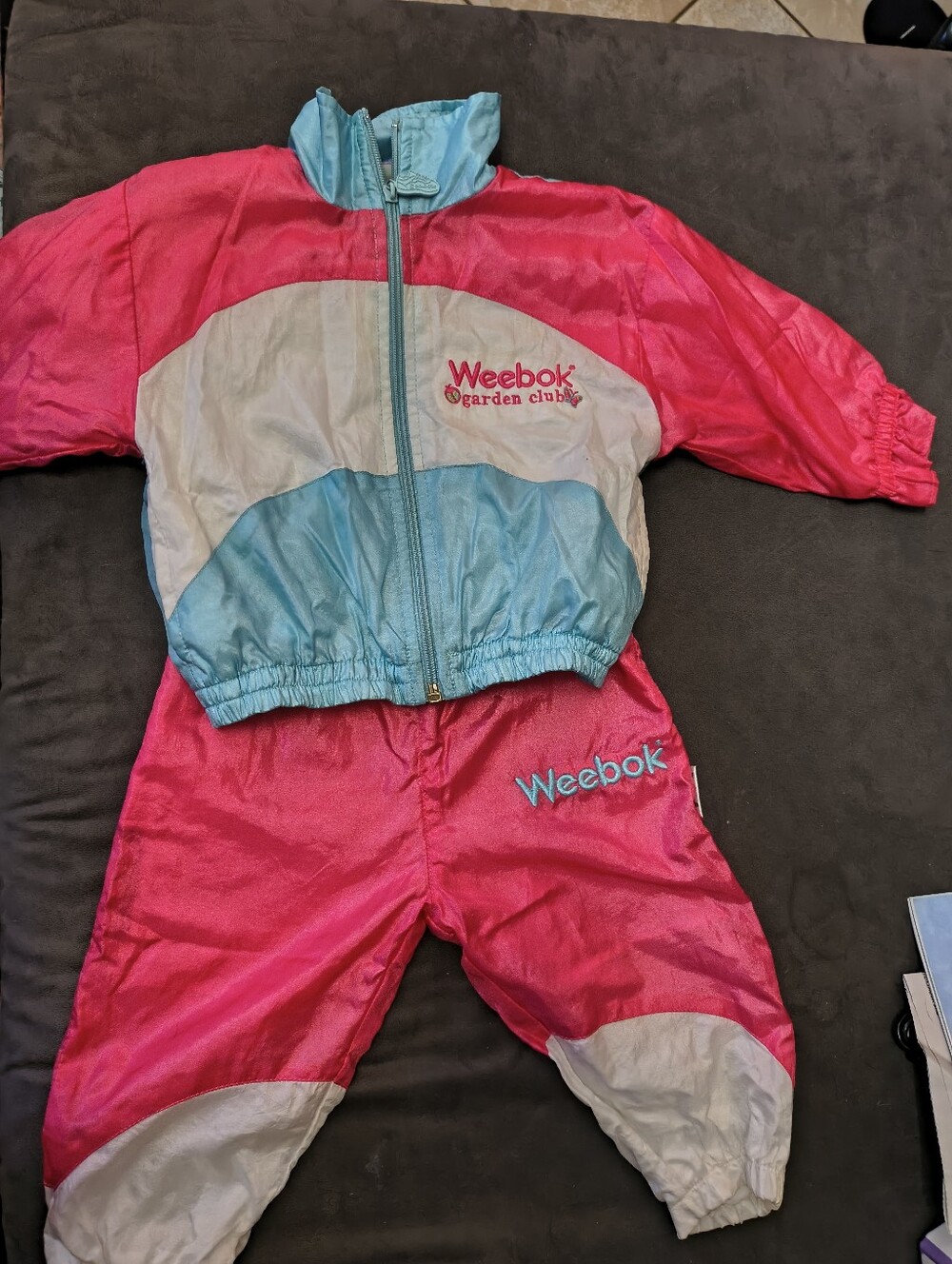 Vintage Weebok Garden Club Color Block Jacket Pink & Blue Baby 18M